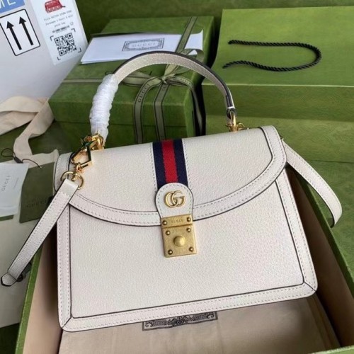 Gucci Ophidia kleine Henkeltasche oben mit Web 651055 weiß