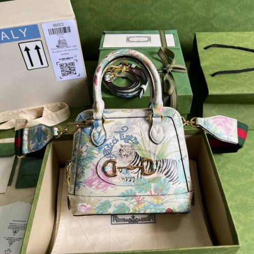 Gucci Ophidia Kleine Henkeltasche oben mit Netz 677212 Tiger