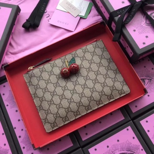 Gucci Original GG Canvas Clutch Kirschen 475042 Rot