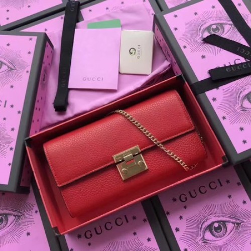 Gucci Vorhängeschloss Continental Geldbörse Kalbsleder 453506 Rot