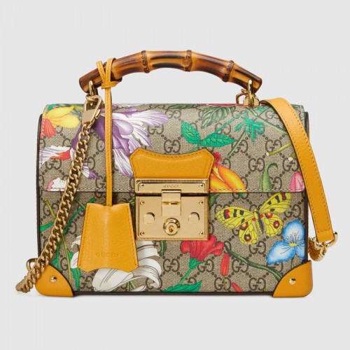 Gucci Padlock GG kleiner Bambus-Schulterrucksack 603221 gelb