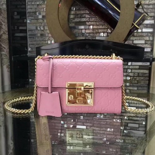 Gucci Padlock Gucci Signature Mini-Umhängetasche 409487 Pink