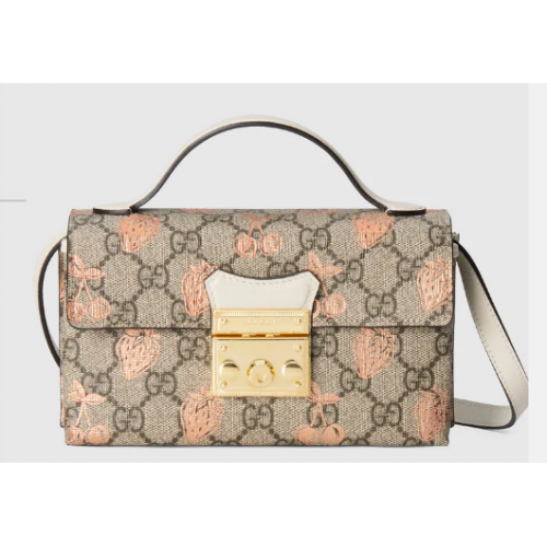 Gucci Padlock Minitasche mit Beerendruck 652683 Weiß