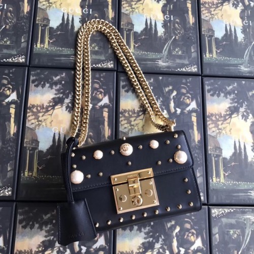 Gucci Padlock kleine GG Pearl Umhängetasche 409487 schwarz