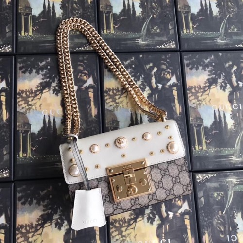 Gucci Padlock Small GG Pearl Umhängetasche A409487 Weiß