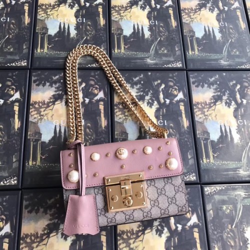 Gucci Padlock kleine GG Pearl Umhängetasche A409487 rosa