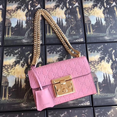 Gucci Padlock kleine GG Umhängetasche 409487 rosa