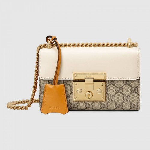 Gucci Padlock kleine Umhängetasche 409487 Weiß