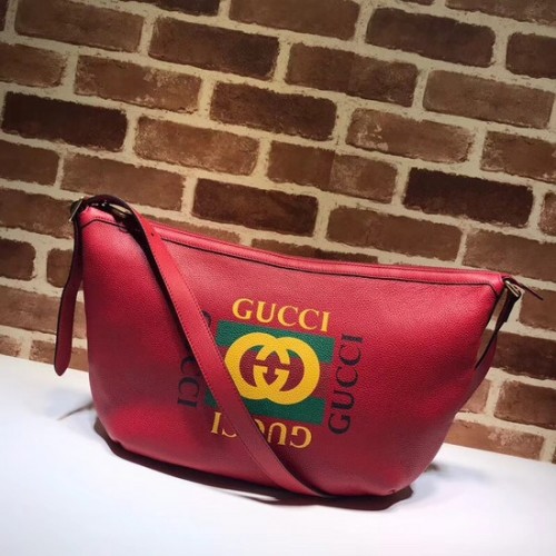 Halbmond-Hobo-Tasche mit Gucci-Print 523588 rot