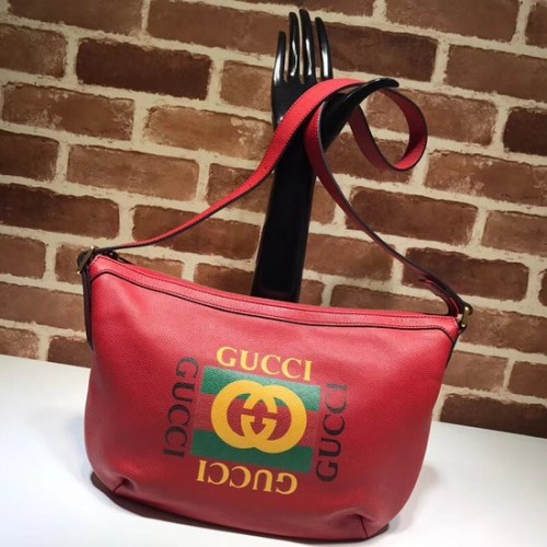 Halbmond-Hobo-Tasche mit Gucci-Print 523589 rot