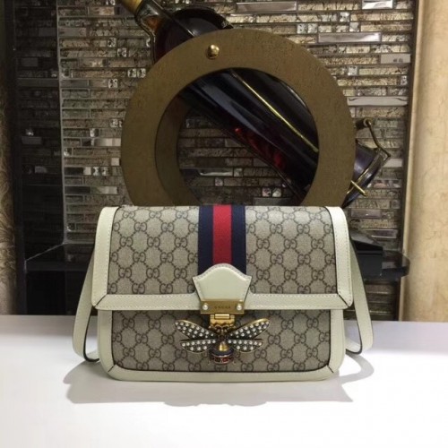 Gucci Queen Margaret GG Supreme mittlere Umhängetasche 524356 Weiß