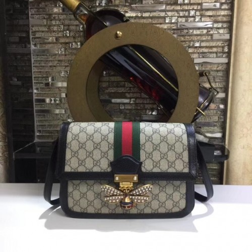 Gucci Queen Margaret GG Supreme mittelgroße Umhängetasche 524356 schwarz