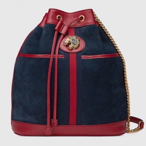 Gucci Rajah mittelgroße Beuteltasche 553961 Blaues Wildleder