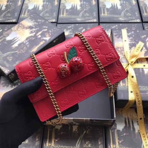 Gucci Signature Minitasche mit Kirschen 481291 rot