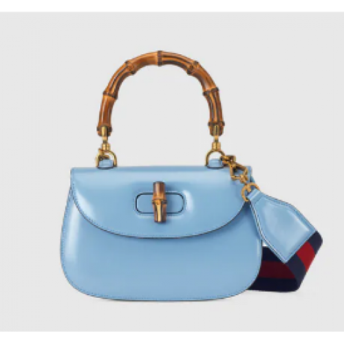 Gucci Kleine Henkeltasche mit Bambus 675797 blau