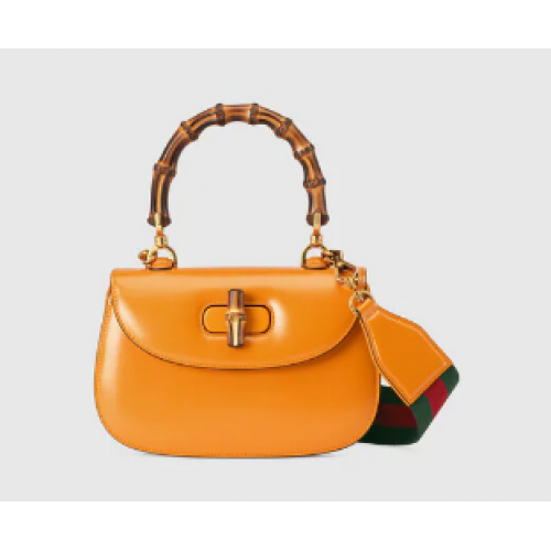 Gucci Kleine Henkeltasche mit Bambus 675797 gelb