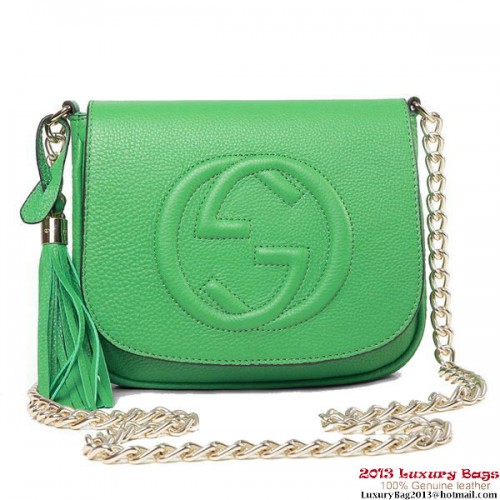 Gucci Soho 323190 Schultertasche aus grünem Leder mit Kette