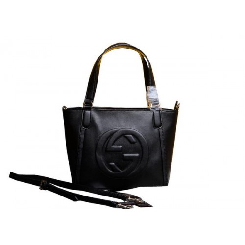 Gucci Soho Ledertasche mit Griff oben 369176 Schwarz