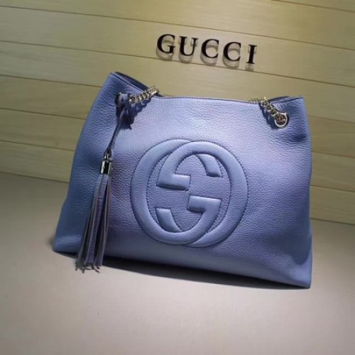 Gucci Soho Medium Tragetasche Kalbsleder 308982 Blau