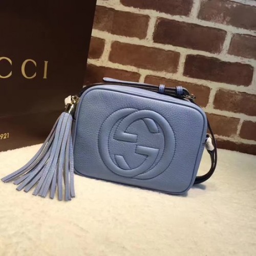 Gucci Soho Disco-Tasche aus Metallic-Leder 308364 Blau