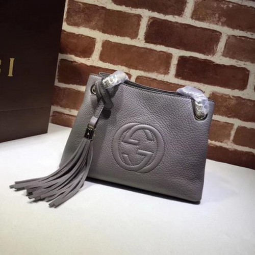 Gucci Soho Kleine Einkaufstasche Kalbsleder 387043 Grau