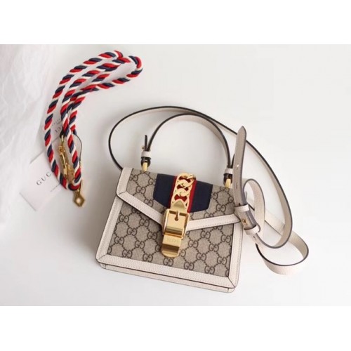 Gucci Sylvie GG Supreme Canvas Minitasche 470270 weiß