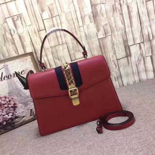 Gucci Sylvie Leather Top Handle Bag 431665 Rot