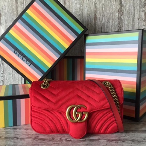 Gucci GG Marmont Kleine Chevron-Umhängetasche 443497 Rot