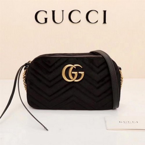 Gucci GG Marmont Matelasse Samt Umhängetasche 447632 Schwarz