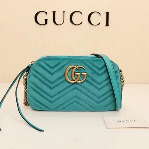 Gucci GG Marmont Matelasse Samt Umhängetasche 447632 Grün
