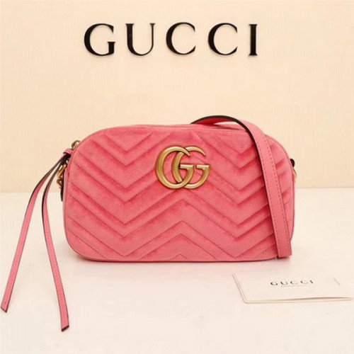 Gucci GG Marmont Matelasse Samt Umhängetasche 447632 Rosa