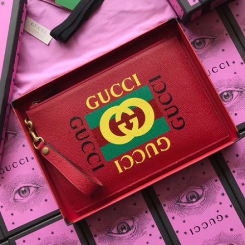 Gucci GG Marmont Kalbsleder Clutch 466489 Rot