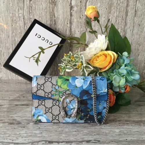 Gucci Dionysus GG Blooms Super-Mini-Tasche 476432 Blau