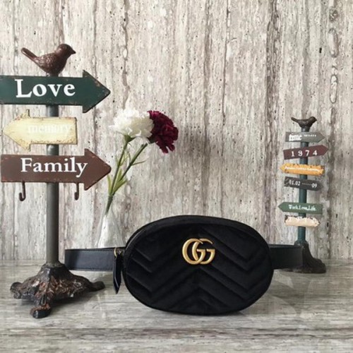 Gucci GG Marmont Velvet Gürteltasche 476434 Schwarz