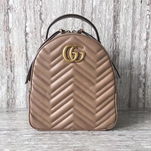 Gucci GG Marmont Gesteppter Lederrucksack 476671 Apricot