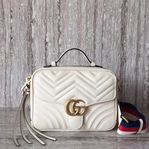 Gucci GG Marmont Kleine Umhängetasche 498100 Weiß