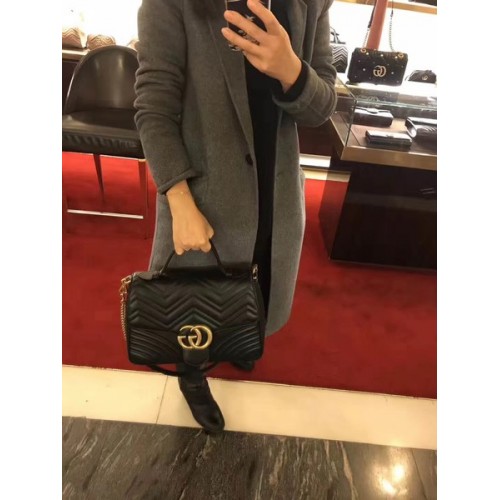 Gucci GG Marmont Kleine Henkeltasche 498110 Schwarz