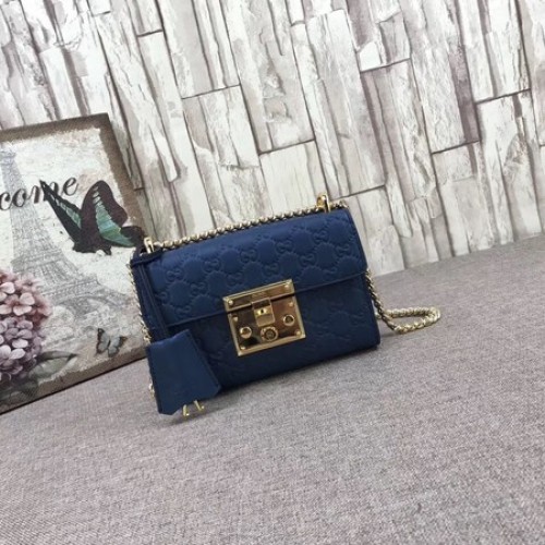 Gucci Padlock Signature Umhängetasche 409487 Blau