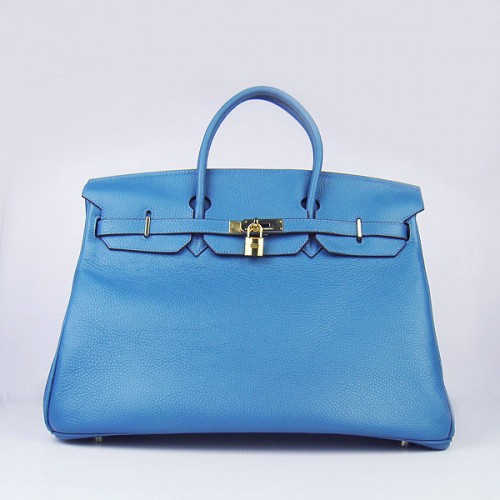 Hermes Birkin 6099 40CM Togo Bag Blue Gold Vorhängeschloss