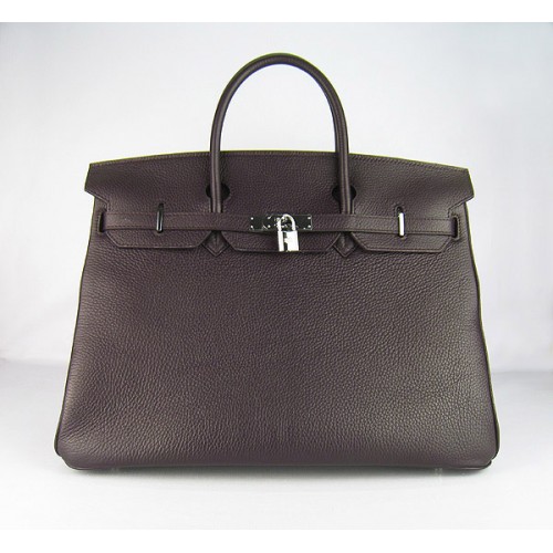 Hermes Birkin 40CM Togo Bag Dark Coffee 6099 Silber
