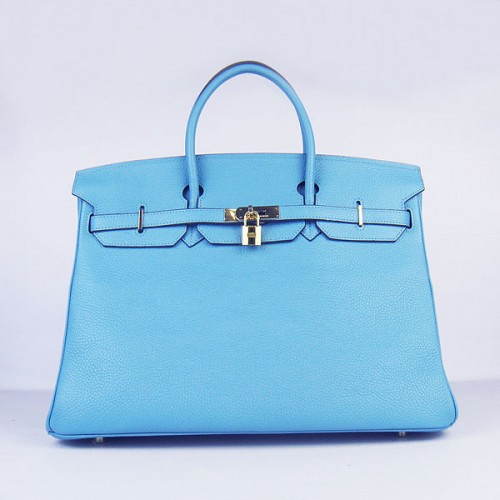 Hermes Birkin 40CM Togo Tasche Hellblau 6099 Gold