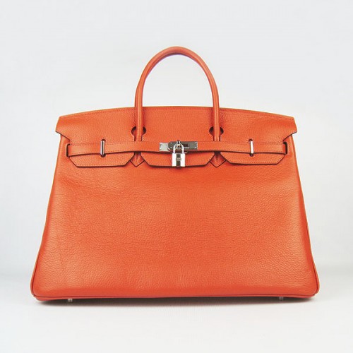 Hermes Birkin 40CM Togo Tasche Orange 6099 Silber