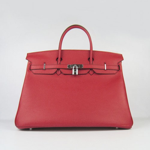 Hermes Birkin 40CM Togo Tasche Rot 6099 Silber