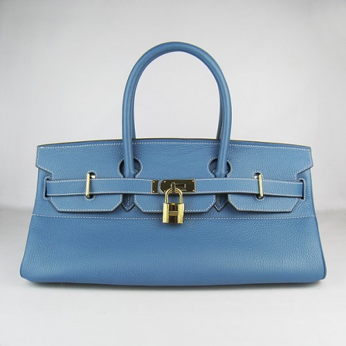 Hermes Birkin 6109 Togo Ledertasche Blau 42cm Gold