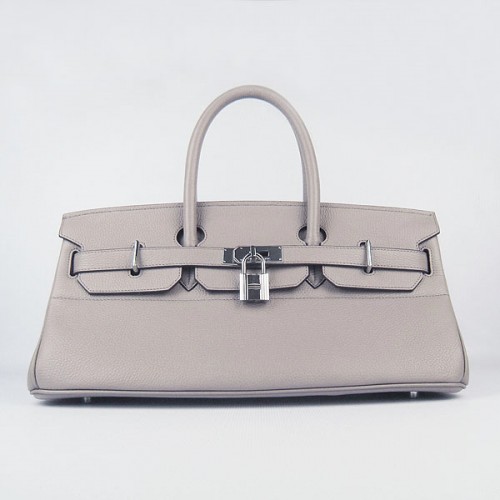 Hermes Birkin 6109 Togo Ledertasche Grau 42cm Silber