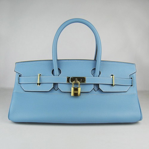 Hermes Birkin 6109 Togo Ledertasche Hellblau 42cm Gold