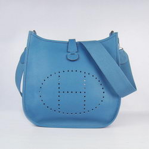 Hermes Rindsleder Evelyne Umhängetasche 6309 Blau