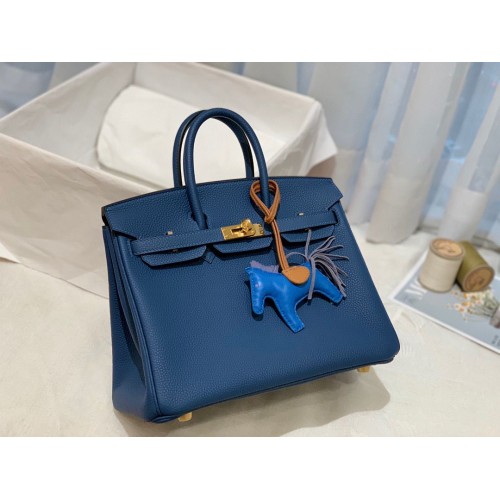 Hermes Birkin 25CM Togo Tasche Original Leder H25E Dunkelblau