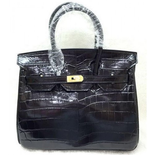 Hermes Birkin 25CM Tragetasche Krokoleder H25TCO Schwarz
