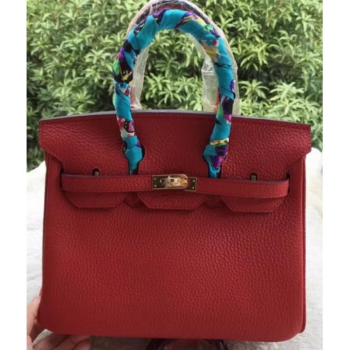 Hermes Birkin 25CM Einkaufstasche Litschi-Leder H25T Rot